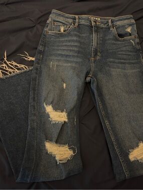 Idyllwind Distressed Dark Blue Flare Jeans